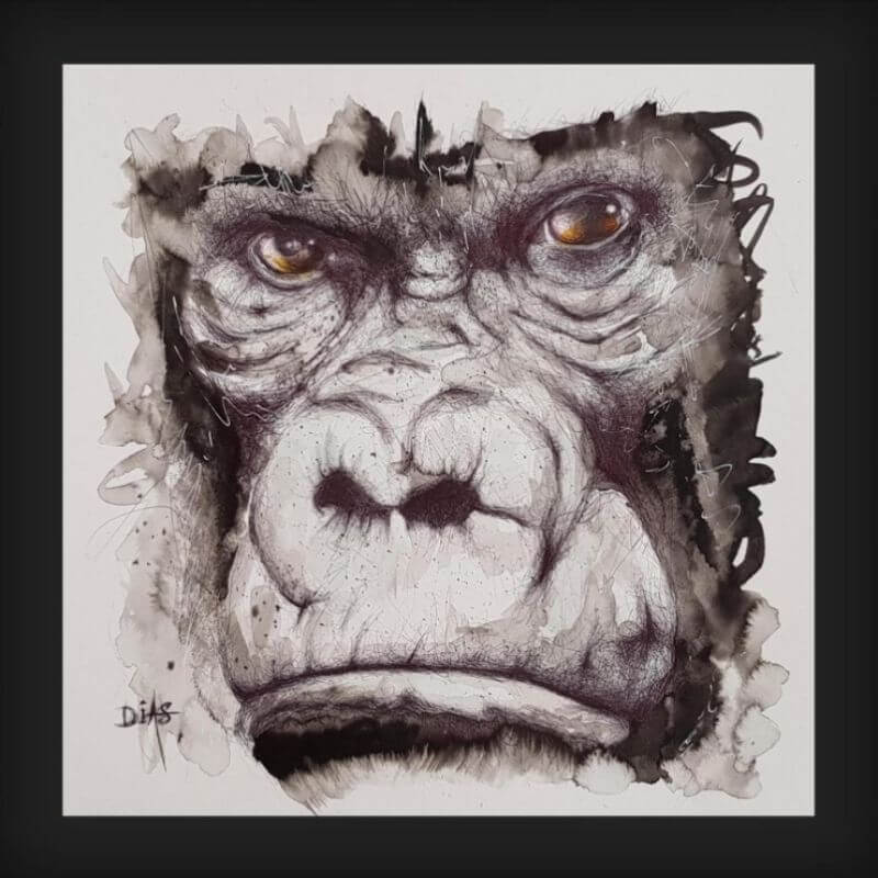 tableau de singe par dias artiste peintre carré d'artistes